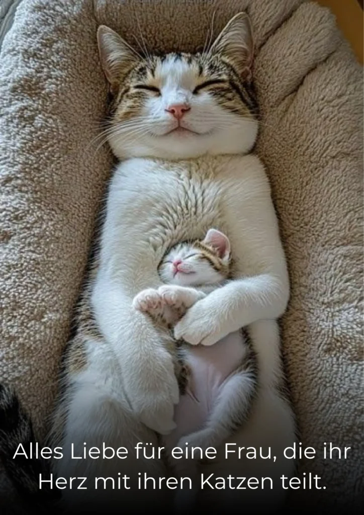 Alles Liebe für eine Frau, die ihr Herz mit ihren Katzen teilt
